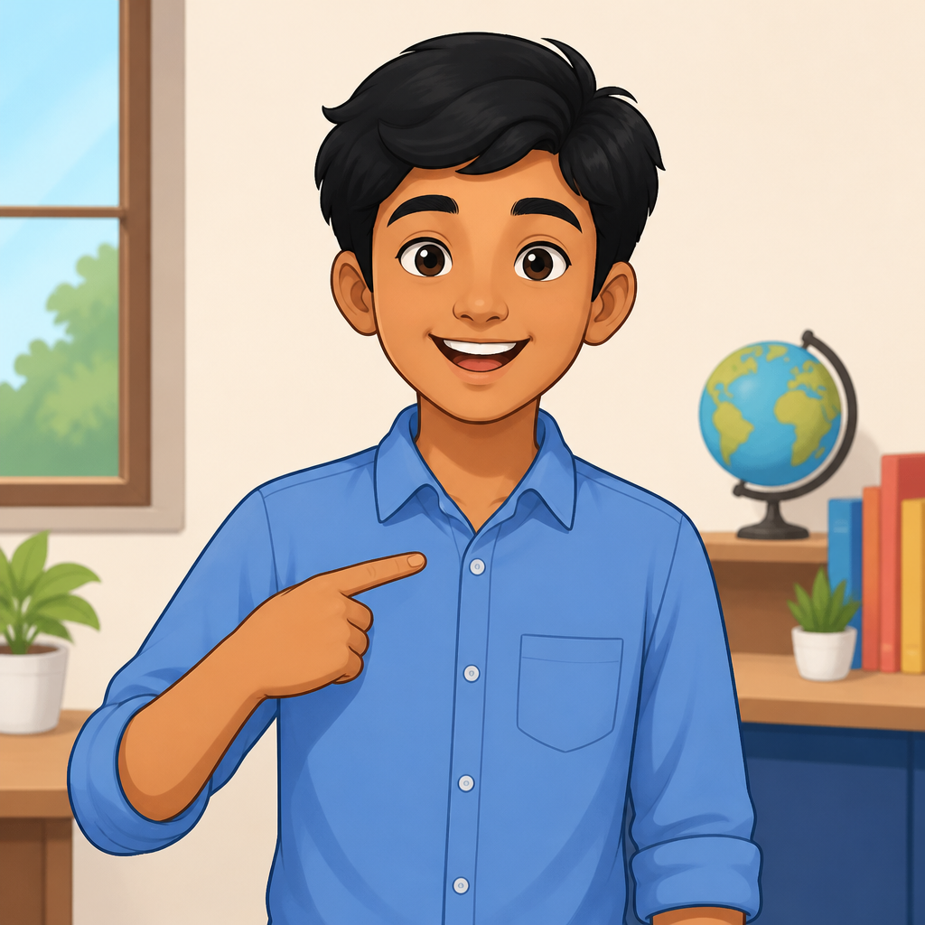 A learner introducing themselves in simple English